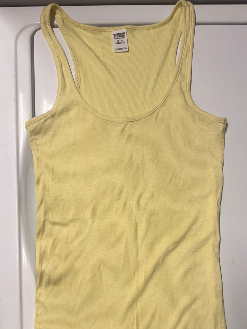 PINK Victoria's Secret Ribbed Scoop Tank Top - Light Yellow sz M